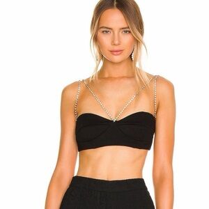 Revolve NBD Lilah Crystal Strap Crop Top Black XS